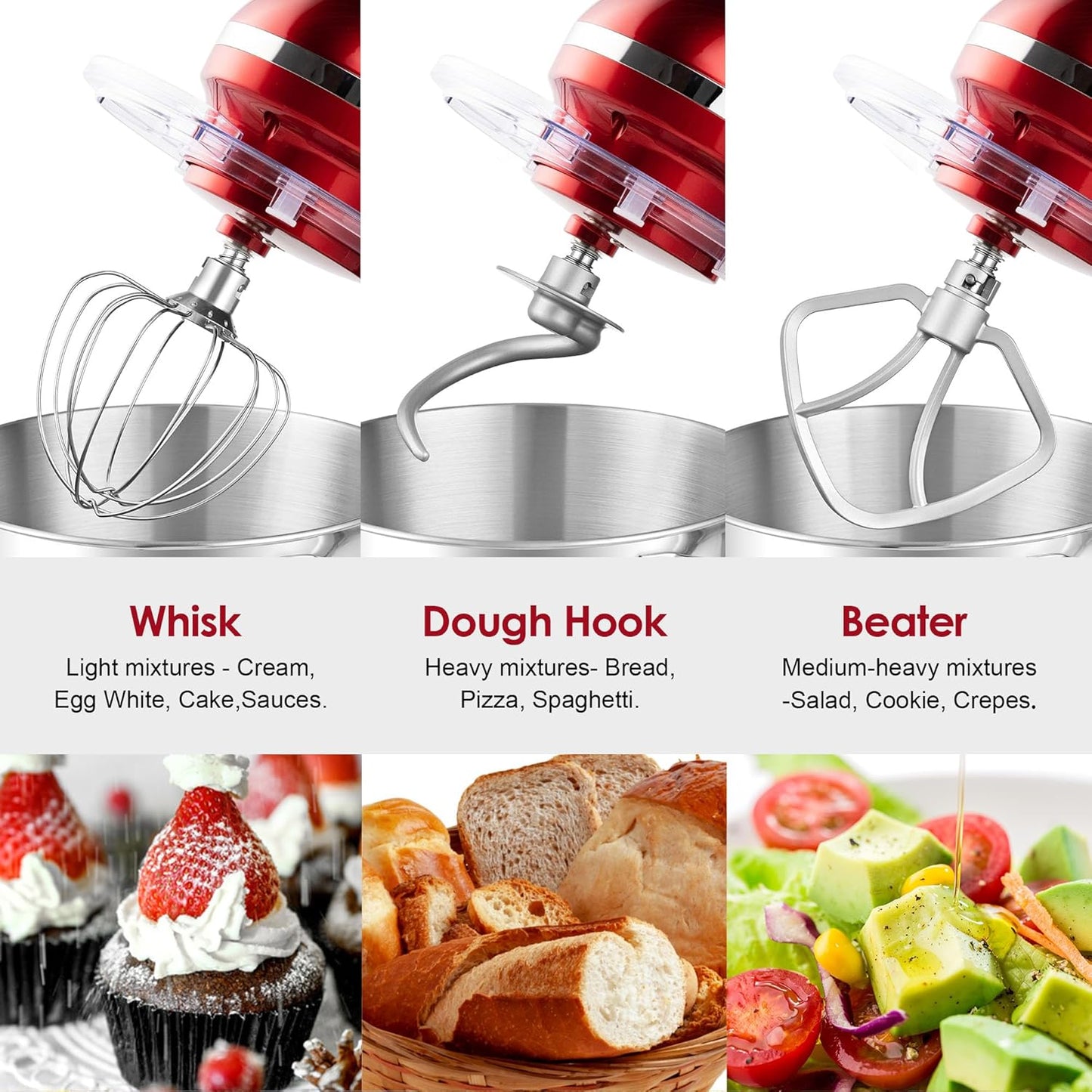 Stand Mixer,3.5L Small Electric Food Mixer,6 Speeds Portable Lightweight Kitchen Mixer